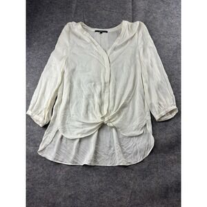 Quince Women's L Stretch Silk Notch Collar Blouse Quiet Luxury Minimalist Work